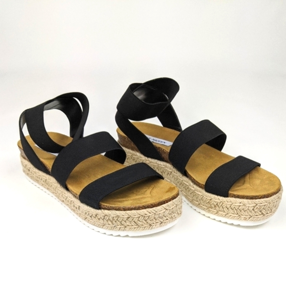 Steve Madden black platform espadrille sandals